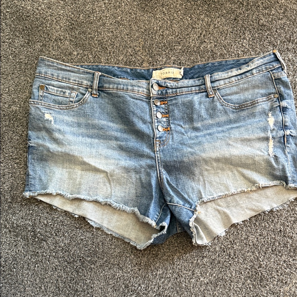 Torrid Light Blue Distressed Jean Shorts